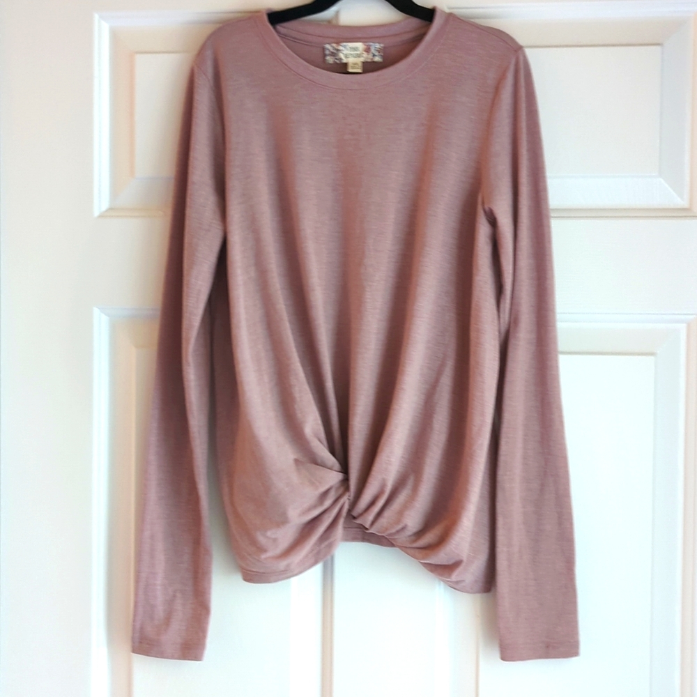 3/$15 - Pink Republic Juniors XS Long-Sleeved Dusty Rose Gathered Tee